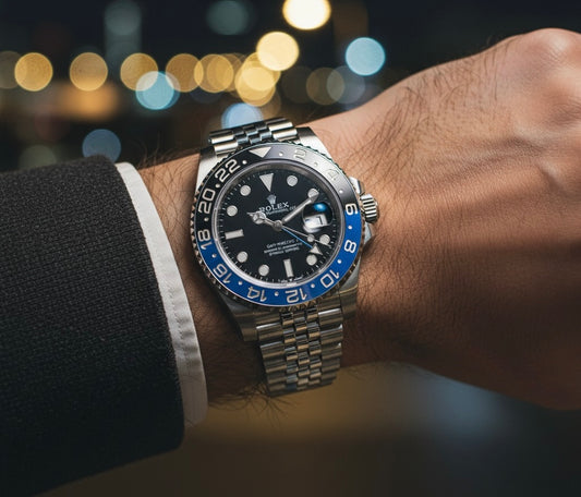 Rolex GMT-Master II Style Luxury Watch – Dual-Tone Bezel, Stainless Steel Design