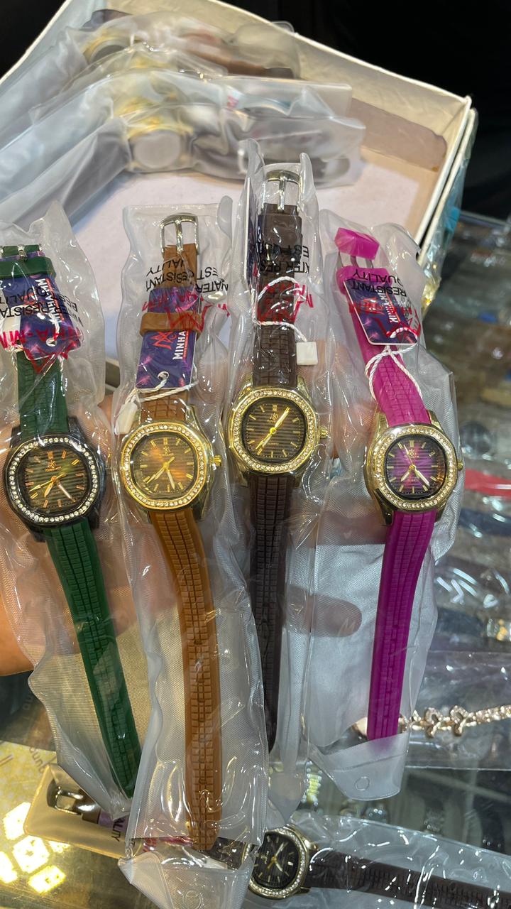 Ladies' Gold Crystal Watch | Sporty Elegance | silicon strap