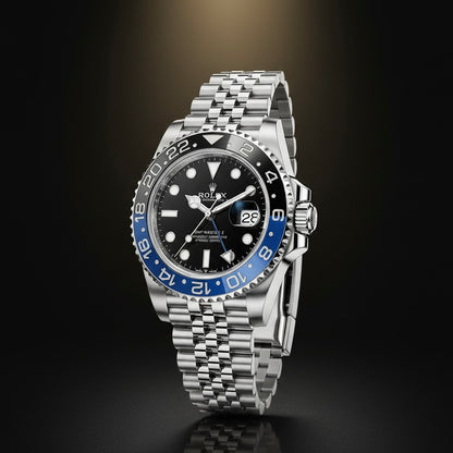 Rolex GMT-Master II Style Luxury Watch –  Dual-Tone Bezel, Stainless Steel Design