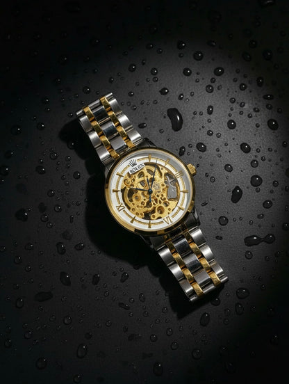 Rolex Skeleton Automatic Luxury Watch –  Visible Mechanical Movement, Stainless Steel Design
