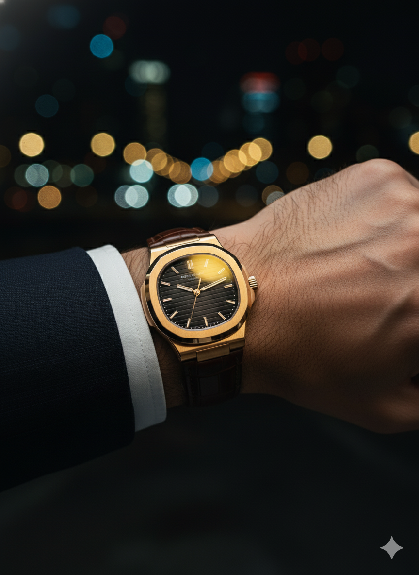 Patek Philippe Quartz Leather Strap Watch