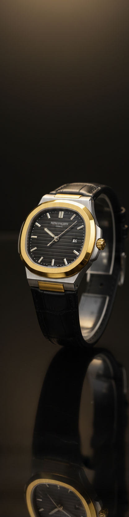 Patek Philippe Quartz Leather Strap Watch